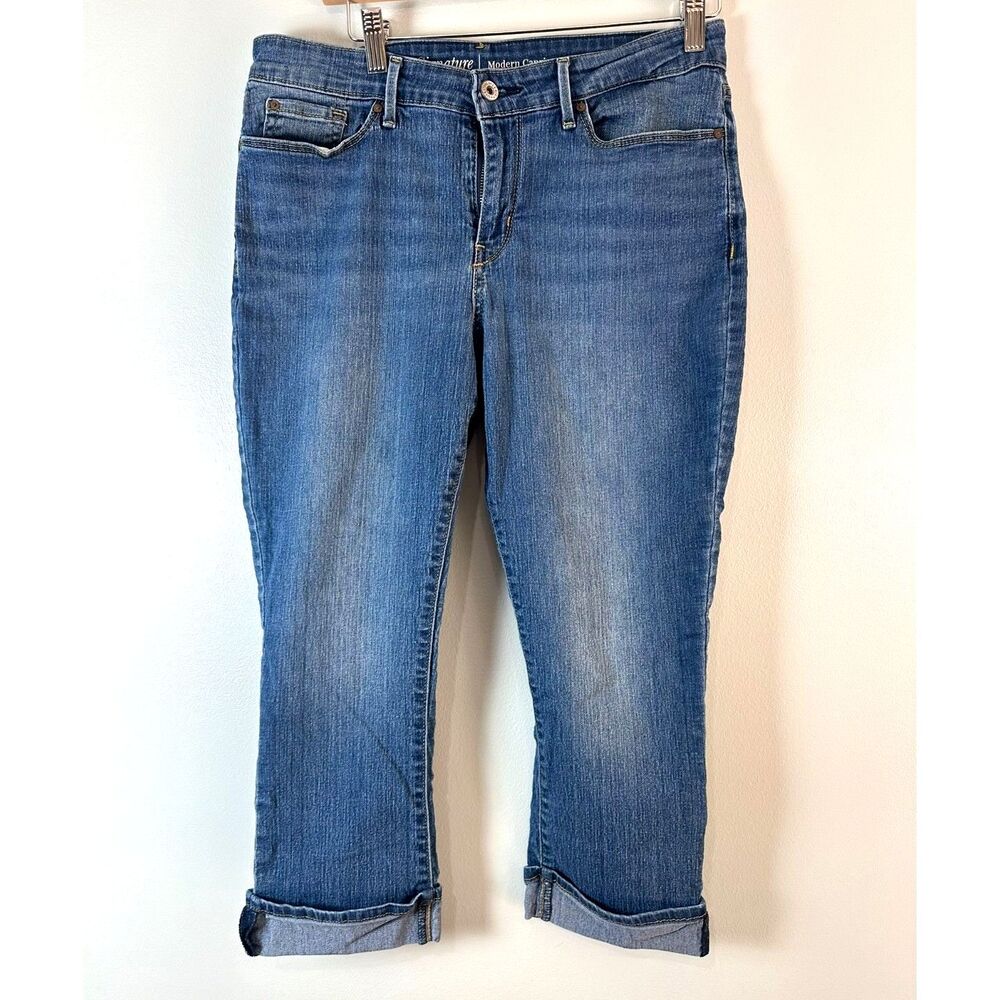 Signature by Levi Strauss Modern Capri Jeans Womens 10 Cuffed Stretch Blue
